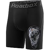 Roadbox Youth Boys Compression Shorts, Kids Spandex Underwear with Protective Cup, Athletic Base Layers for Baseball Football