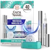GuruNanda Teeth Whitening Kit, Up to 10 Shades Whitening, 40 Treatments | Wireless Led Accelerator Teeth Whitener|Comes with 8% Hydrogen Peroxide Teeth Whitening Gel Pen &amp; Teeth Whitening Strips