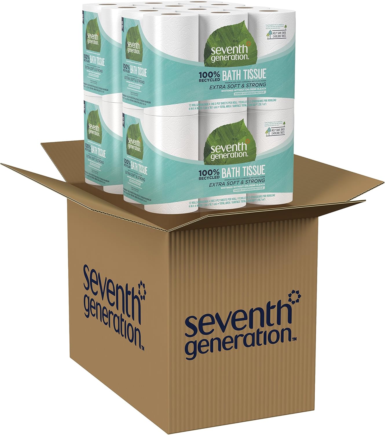 Seventh Generation Toilet Paper, Bath Tissue, 100% Recycled Paper, 12 rolls (Pack of 4) (Packaging May Vary): Health & Personal Care