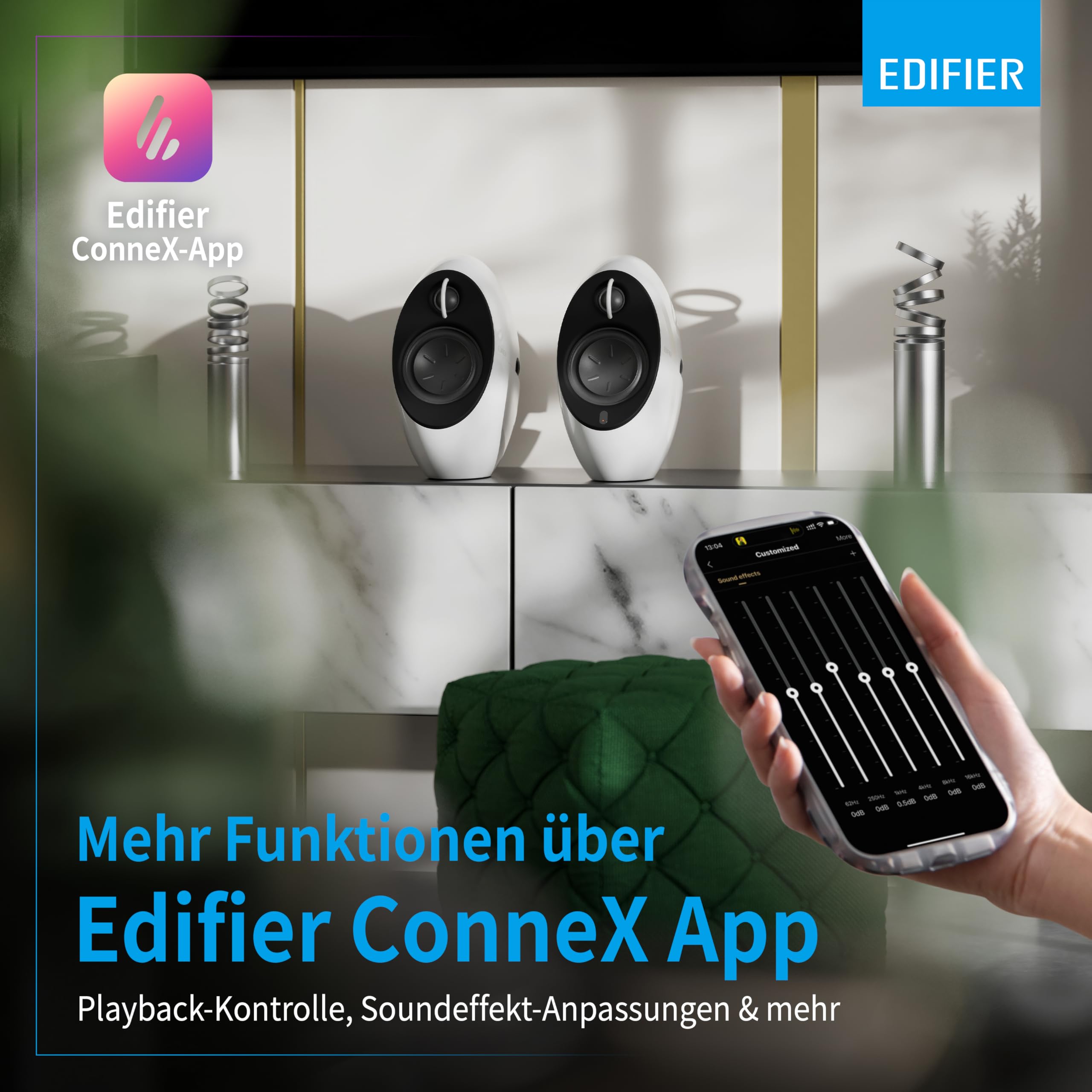 Edifier E25HD Bluetooth Lautsprecher-Set – 74Watt – Hervorragende Soundqualität mit Bassreflexmembran – LDAC-Technologie – Bluetooth 5.3 – Elegantes Design – Optische + Aux-Anschlüsse – Weiß 9