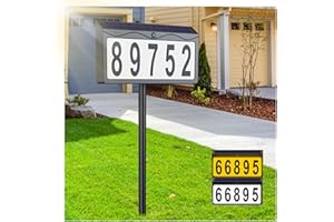 AYWOHA Solar House Numbers for Outside Light Up, Smart Auto ON/OFF Solar Address Sign, Cool/Warm White LED Illuminated Address Plaque for Yard, Home, Garden, Lawn and Street, IP65 Waterproof