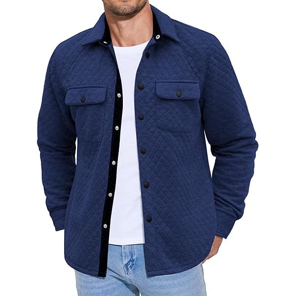 COOFANDY Chore Jacket Men Lightweight Fall Shacket With Pockets