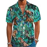 YZMI Cowboy Shirts for Men Western Country Short Sleeve Button Down Outfits Horse Graphic Hawaiian Shirt Green 3XL