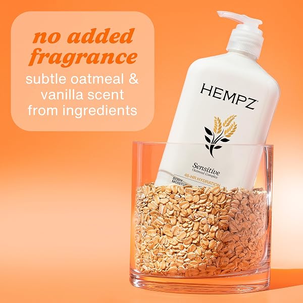 HEMPZ SENSITIVE SKIN HERBAL MOISTURIZER: SOOTHING LOTION WITH OATMEAL, SHEA BUTTER, HEMP, COCOA, MANGO SEED – 17 FL OZ