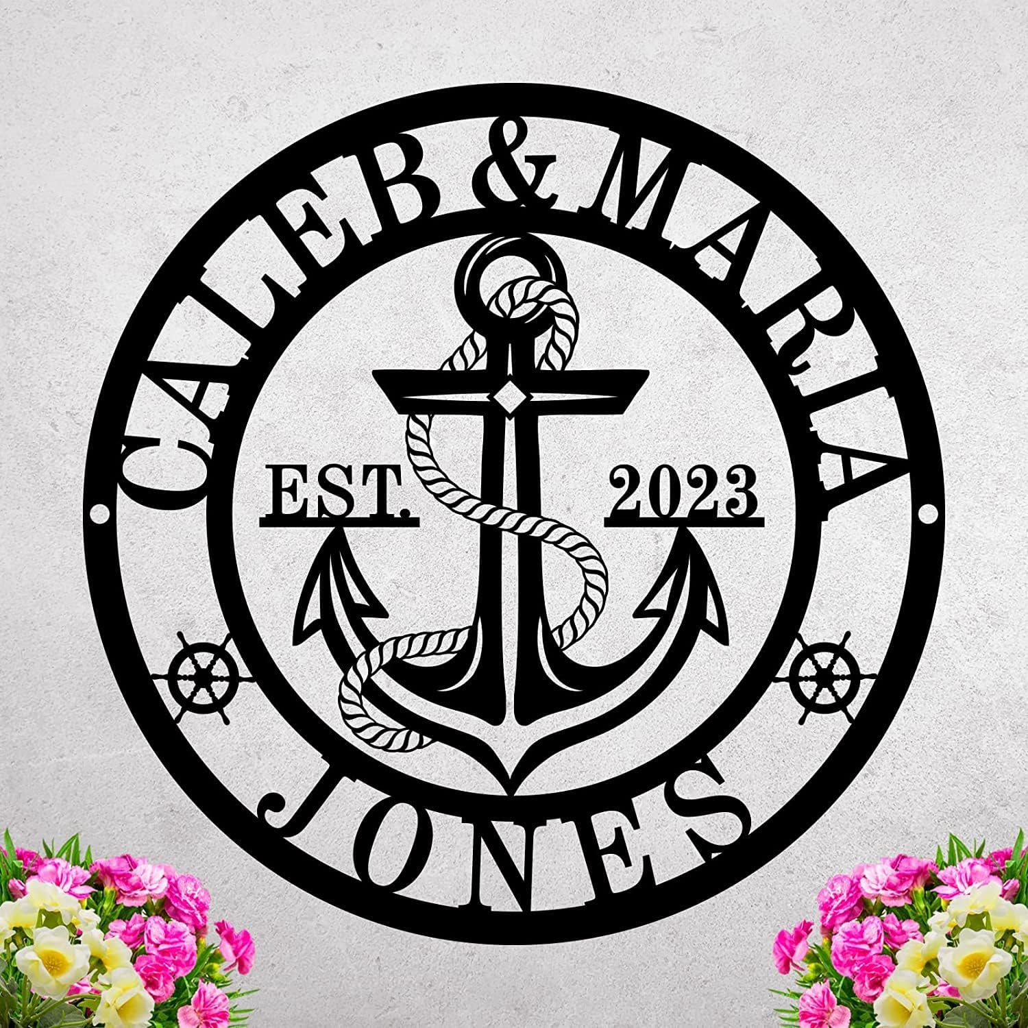 Plaques & Wall Art - Personalized Split Letter Name Sign | Custom Metal Name Sign | Indoor/Outdoor Wedding Gift Ideas | Last Name Sign | Front Door Hanger | Monogram Sign