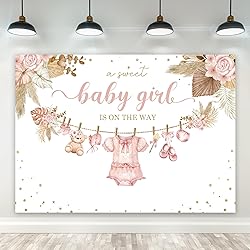 Riyidecor Sweet Girls Baby Shower Backdrop Boho