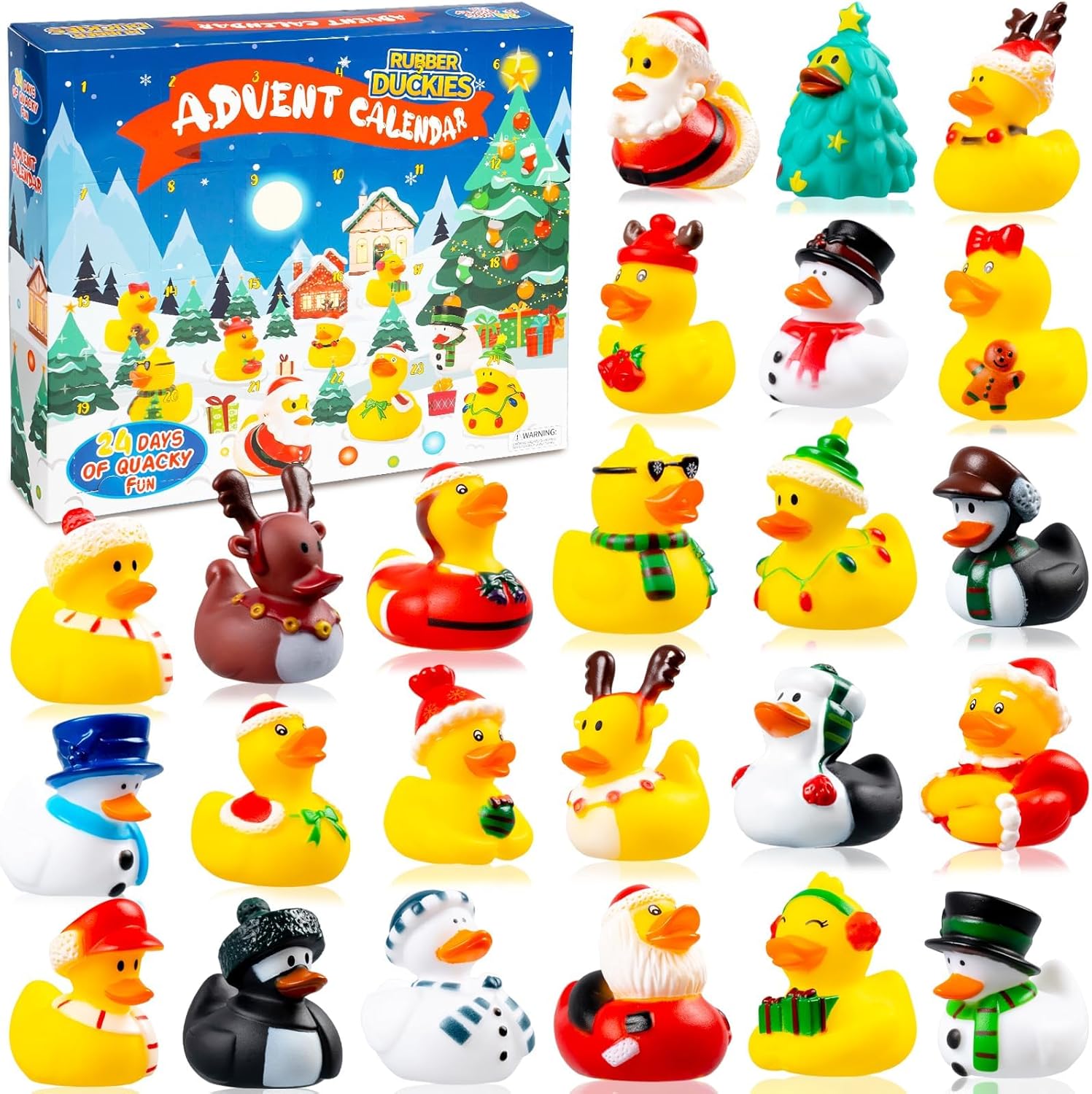 Advent Calendars - 2023 Advent Calendar Christmas Ducks - 24pcs Rubber Duck Advent Calendar 25 Days of Christmas Countdown Duck Toys for Christmas Party Favors Kids Toddlers Adults