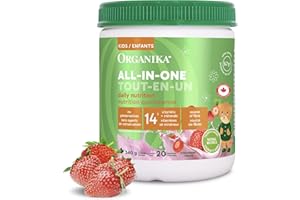 Organika Kids All-in-One Daily Nutrition Powder- Strawberry Shortcake Flavour – 6g Whey Protein + 19 Vitamins & Minerals – Pr