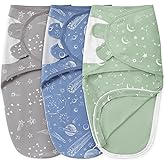 Unnivoll Baby Swaddles for Newborns with Zipper, 100% Cotton Newborn Swaddle Sack, 3 Pack Baby Swaddles 3-6 Months Swaddle Sleep Sack for Newborn Baby Boy Girl Green Constellation