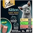Sheba Perfect Portions Kitten Wet Cat Food Pate Chicken Entree, Salmon Entree, and Turkey Entree, 2.6 oz. Twin-Pack Trays, 24 Count