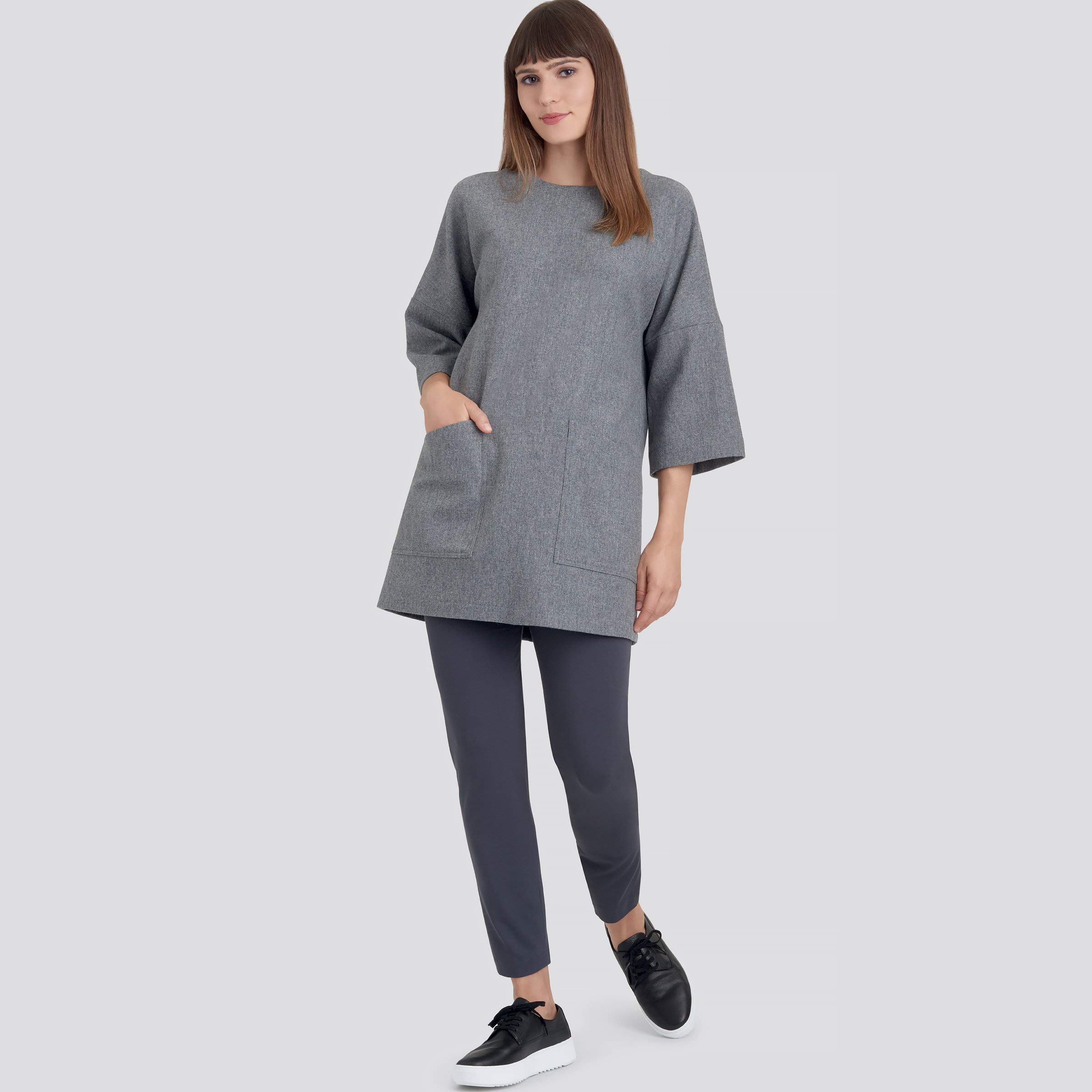 Simplicity SS9183A A (XXS-XS-S-M-L-XL-XXL) Misses' Tunic top with Flared Sleeves & Shaped Front Pockets; Dress with Side Pockets & Pant with Side Zip.