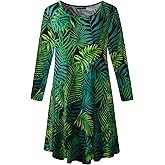 ZENNILO Womens 3/4 Sleeve Loose Fit Swing Tunic Tops Basic T Shirt