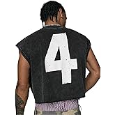 Verdusa Men's Sleeveless Crop Shirts Oversized Tees Punk Vest Tops Hip Hop Pullover Tank Tops Streetwear