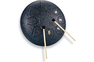 QINGSHI Steel Tongue Drum 6 Inch 8 Note Percussion Instrument Lotus Hand Pan Drum with Drum Mallets Carry Bag， musical education, gifts, mental rehabilitation and yoga meditation (Navy)