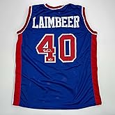 Facsimile Autographed Bill Laimbeer Detroit Blue Reprint Laser Auto Basketball Jersey Size Men's XL