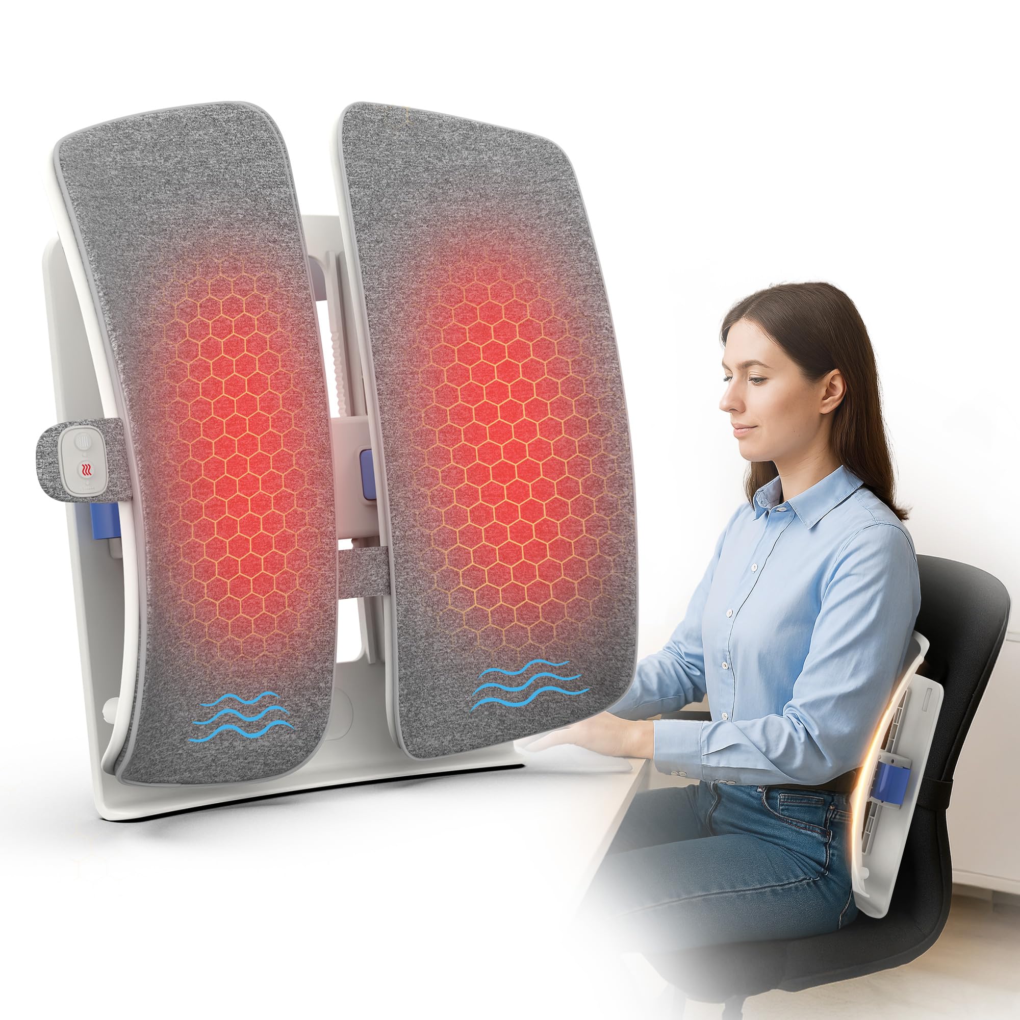 Photo 1 of COMFIER Heated Lumbar Support Pillow with Vibration Massage, Back Support Cushion for Office Chair, Adjustable Height up to 18.1 in – Thoughtful Gifts for Mom Dad Women Men