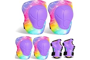 FIODAY Knee Pads for Kids Mermaid Protective Gear Set Adjustable Knee Pads and Elbow Pads with Wrist Guard for Girls Roller Skates Cycling Bike Skateboard Inline Skatings Scooter, 3~8 Years