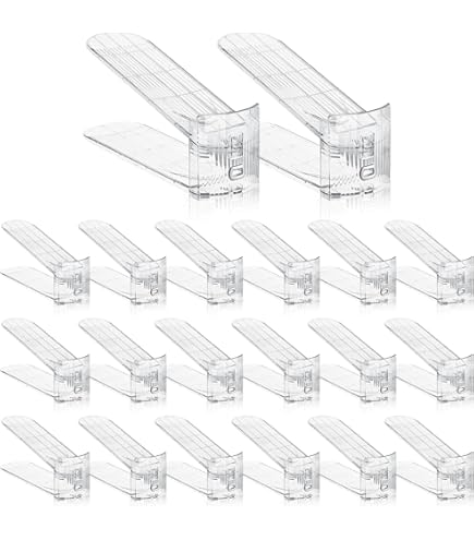 Lot de 4 rangements de chaussures antidérapants à double couche en plastique pour économiser de l'espace - Peut contenir au total 8 paires de sandales, talons plats, baskets pour placard