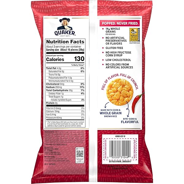 QUAKER RICE CRISPS, SWEET & SPICY CHILI, 3.03 OZ BAG