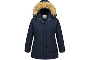 Chrisuno Women's Plus Size Winter Coat Waterproof Long Puffer Jacket Warm Thicken Parka with Removable Fur Hood