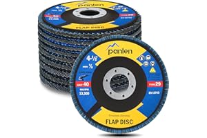 panlen Zirconia Flap Discs 4-1/2 for Angle Grinder, 10 Pack 40 Grit 7/8" Arbor Abrasive Grinding Wheel for Sanding,Stock and Rust Removal,Finishing,Polishing Type 29