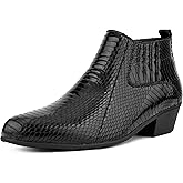 Bolano Adder Mens Dress Boots - Realistic Snake Print, Easy Zipper Slip On Ankle Boots