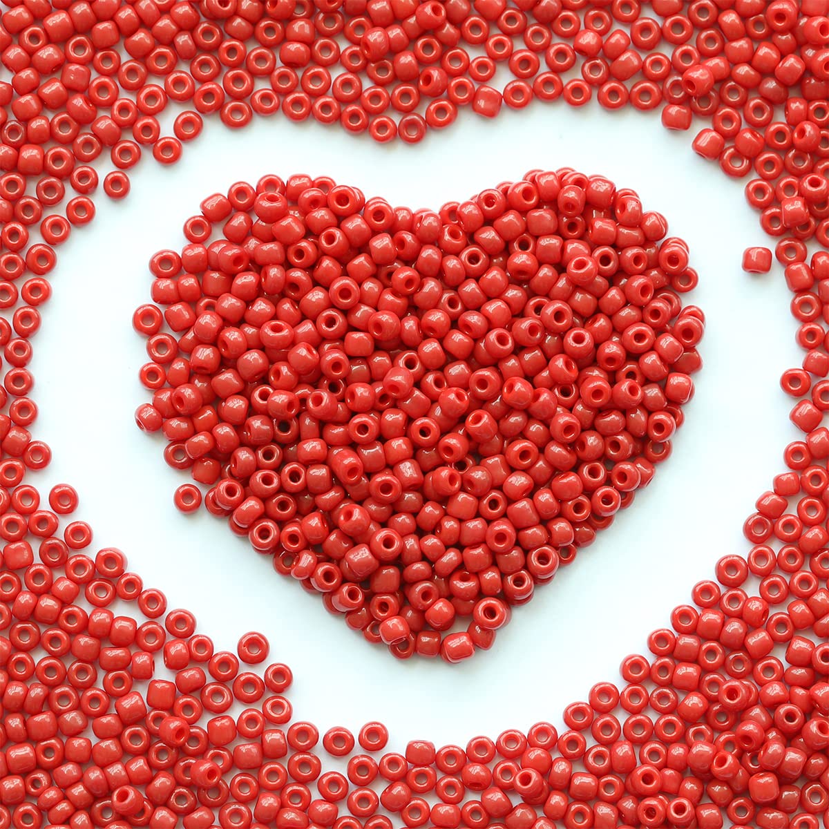 4mm Red Seed Beads About 1600pcs/110Grams,6/0 Glass Craft for Making Earrings, Waist Jewelry, DIY Handmade Seed Beads (Red) — image 1