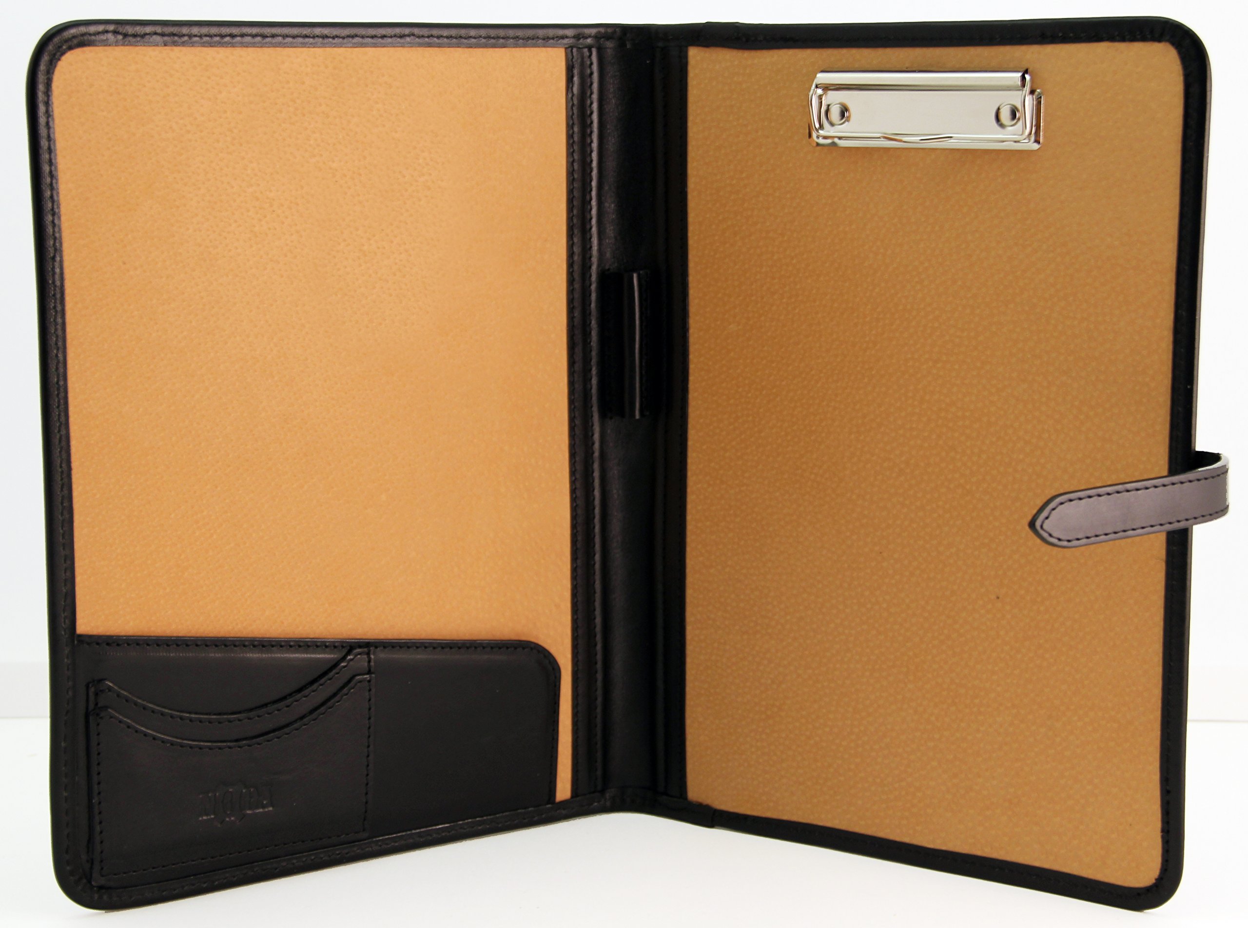 Italian Genuine Leather Business Presentation Meeting Conference A4 Folder with Clipboard (Black)
