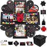 Hamiggaa Explosion Box Gifts,Surprise Creative DIY Photo,Exploding Love Box,Love Memory Photo Box with 4 Faces for Anniversary,Birthday,Valentine's Day and Wedding(Black)