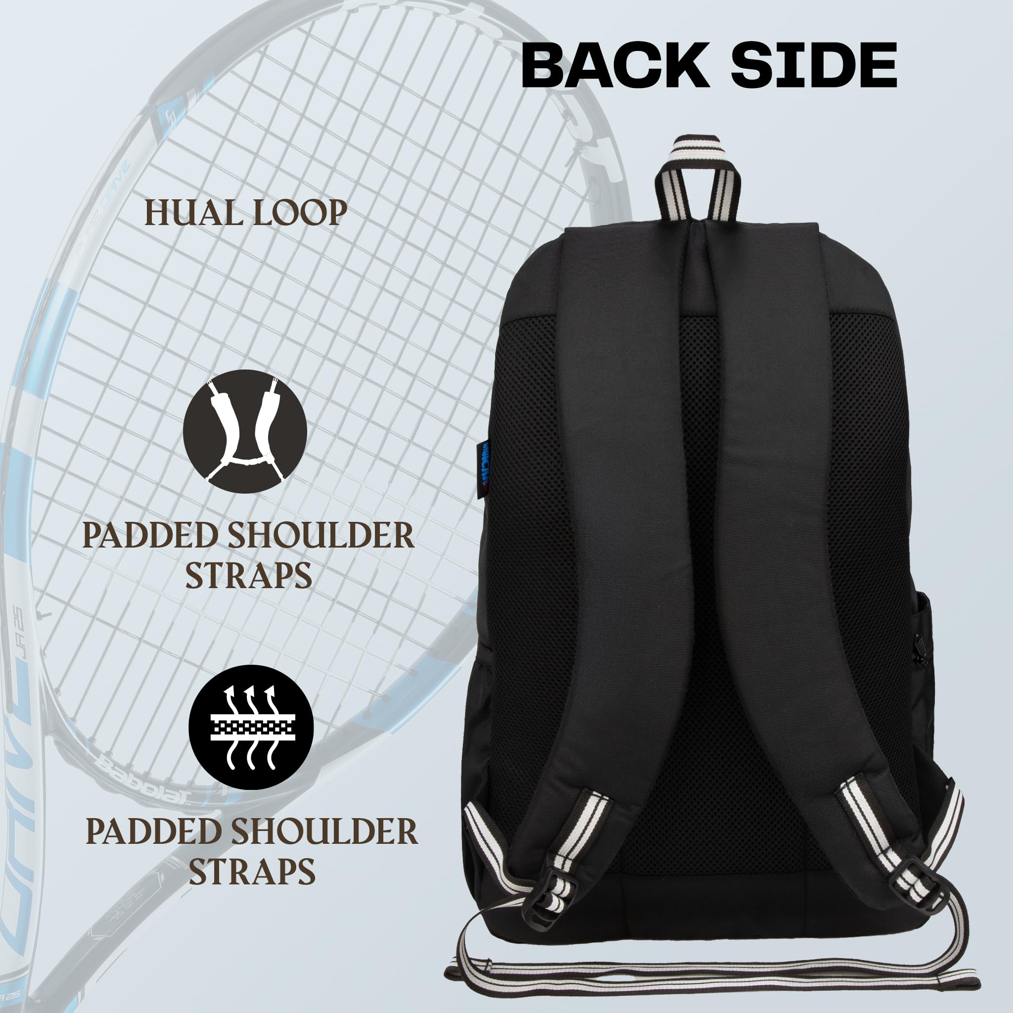 WHACKK DropShot Tennis & Badminton Backpack | Racket Bag with Shoe Compartment & Padded Straps | Unisex Sports Kit Bag for Tennis, Badminton & Squash 4