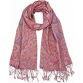 Ciormis Two Tone Silky Paisley Pashmina Shawl Scarf,Soft Women's Rave Jacquard Pashminas Wrap Scarves