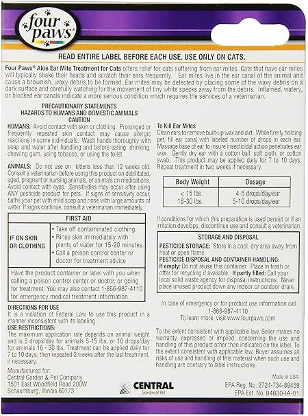 four paws aloe ear mite treatment for cats
