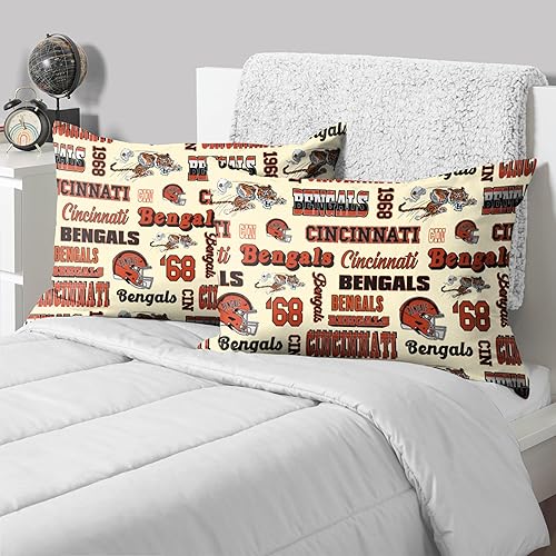 FOCO Cincinnati Bengals NFL Retro Standard 2 Pack Pillowcases