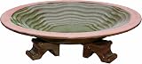 Wildlife World Echoes Ceramic Bird Bath and Drinker Green view 2
