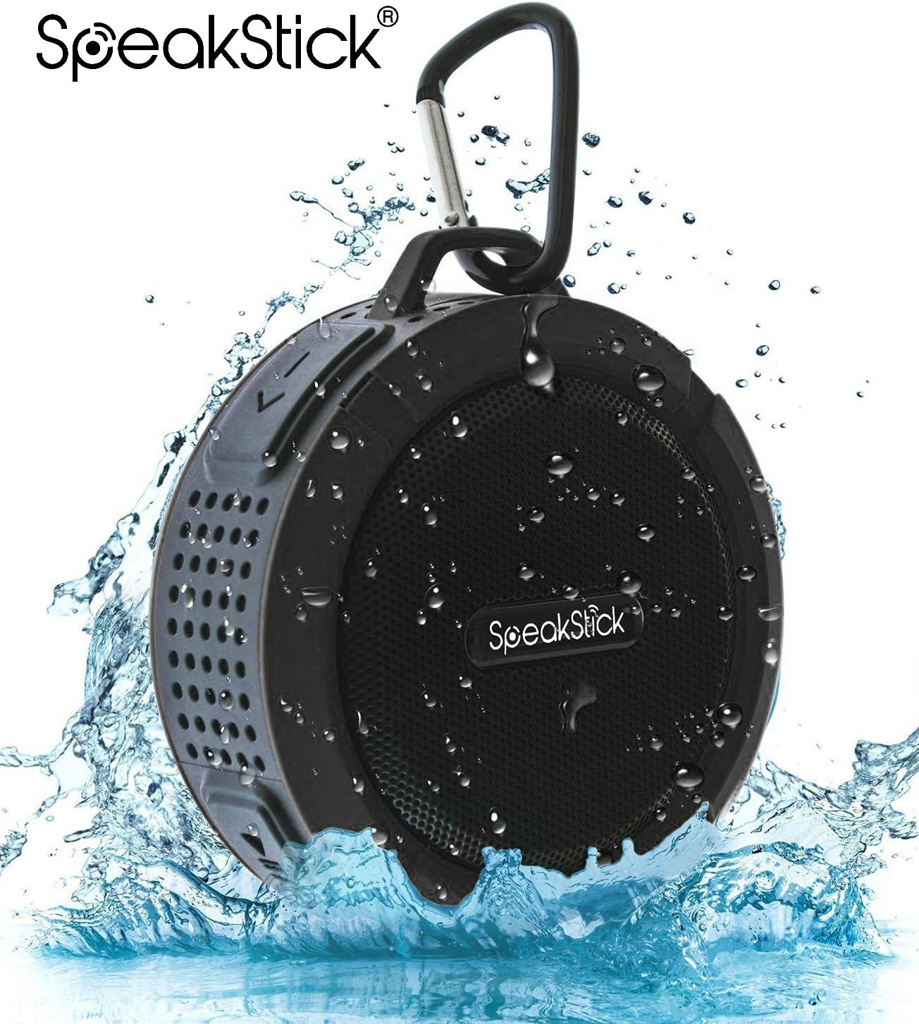 Bluetooth Shower Speaker SpeakStick PRO, Listen to Music & Receive Phone Calls Anywhere, Powerful 5W Speaker, Micro SD and Built in Microphone, for Outdoor & Indoor Use -Black