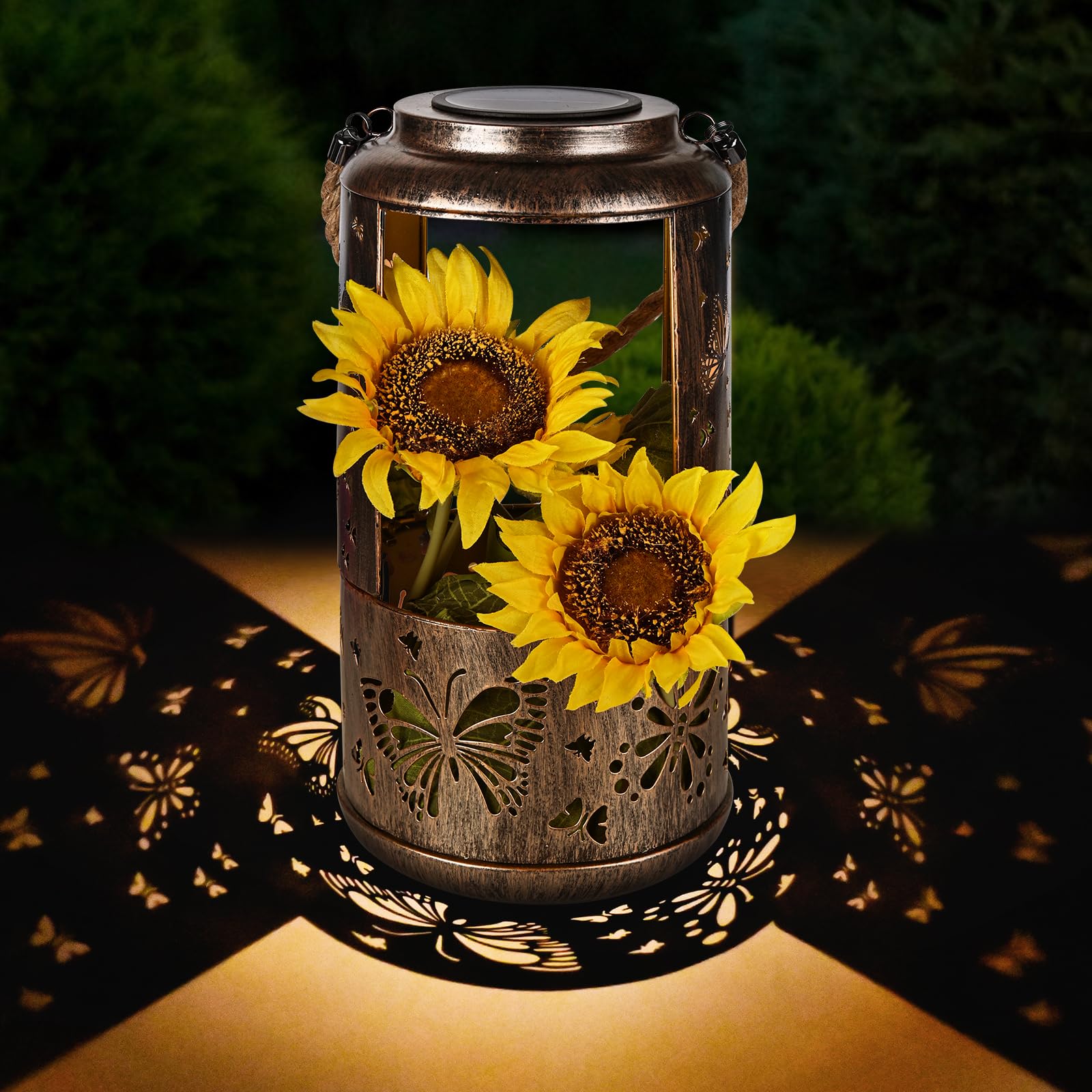 Photo 1 of Solar Lantern Outdoor Hanging Lights. Butterfly Metal Decorative Lantern. Waterproof LED Decorative Garden Lamp. Used for Exquisite Garden Decoration for Yard, Terrace, Lawn, Desktop, Balcony...