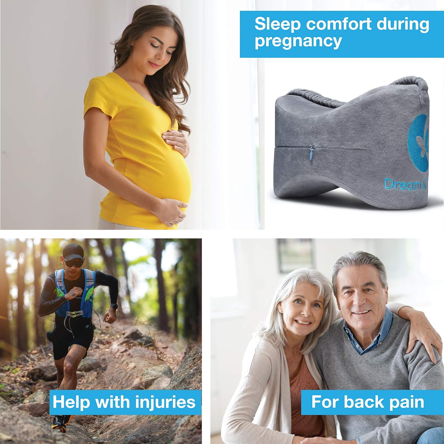 Leg Pillow Memory Foam Knee Pillow for Side Sleepers for Between Legs Dream Hip Pillow Knee Pillows for Sleeping Leg Pillows for Sleeping on Side SI Joint Sciatica Orthopedic Knee Pillow for Back Pain: Kitchen & Dining