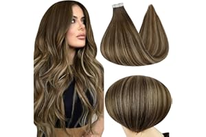 Full Shine Invisible Tape in Hair Extensions Human Hair 18 Inch Tape ins Brown Extensions Color 4/24/4 Balayage Hair Extensions Real Human Hair Seamless Tape ins Human Hair Extension 50Gram 20Pcs