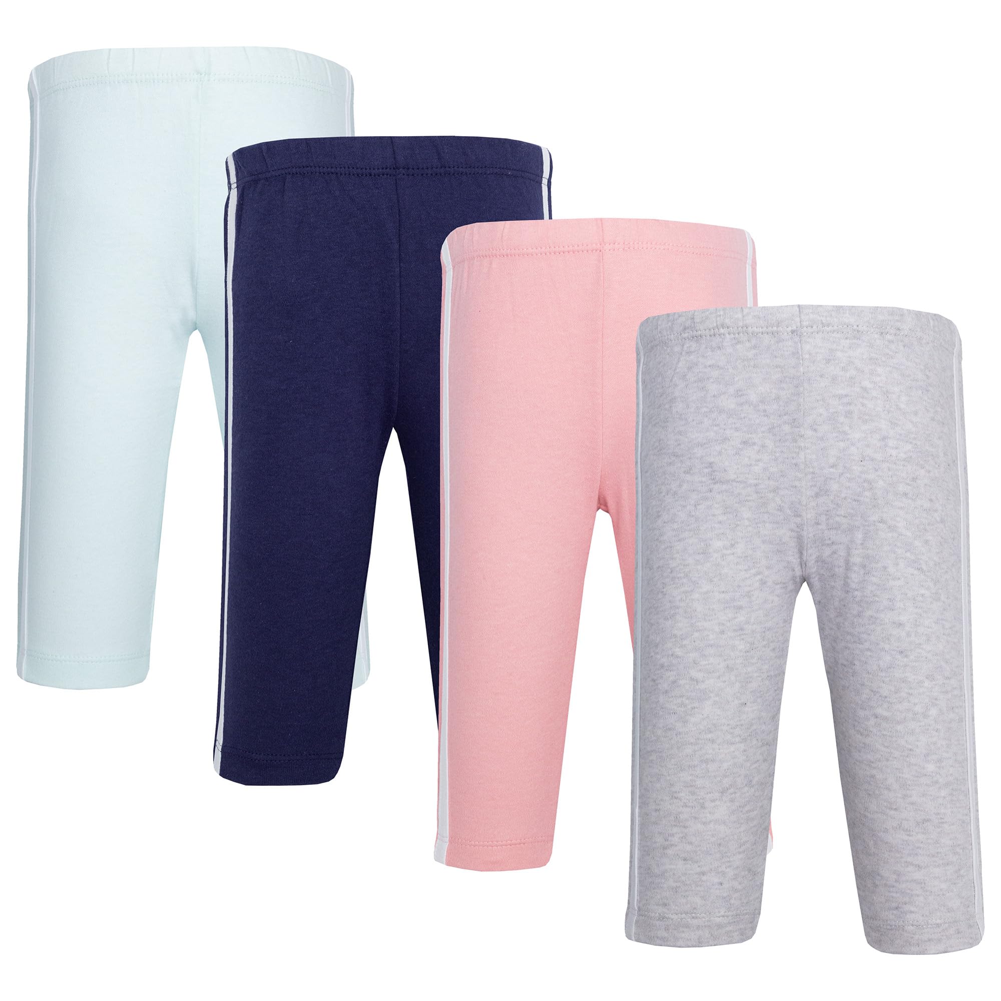 Hudson Baby Unisex Baby Cotton Pants and Leggings, Heather Gray Mint, 0-3 Months