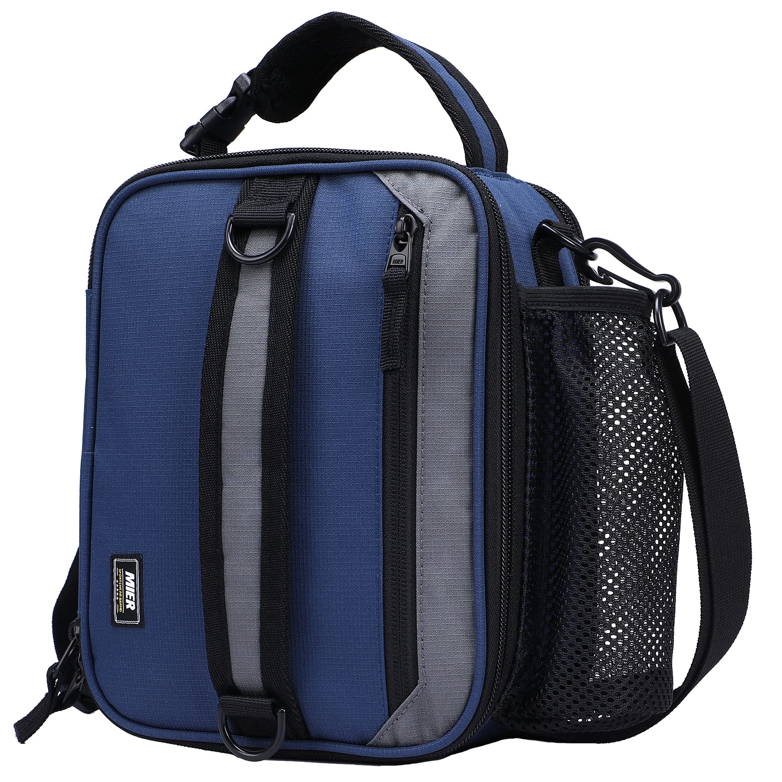 Photo 1 of MIER Expandable Lunch Bag Insulated Lunch Box for Men to Work Travel Portable Lunchbox Bags with Shoulder Strap and Water Bottle Holder(Navy/Grey)