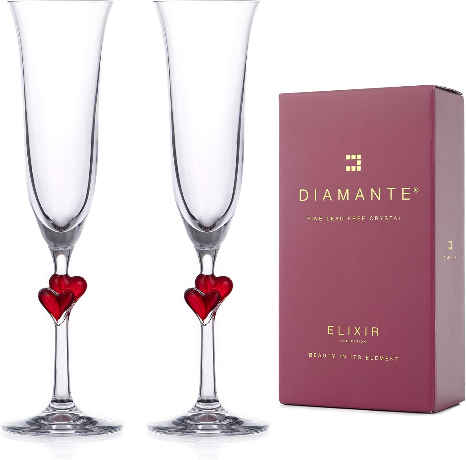 Perfect For Valentines Day Gift Valentine Heart Champagne Prosecco Flutes In A Lovely Gift Box Lead