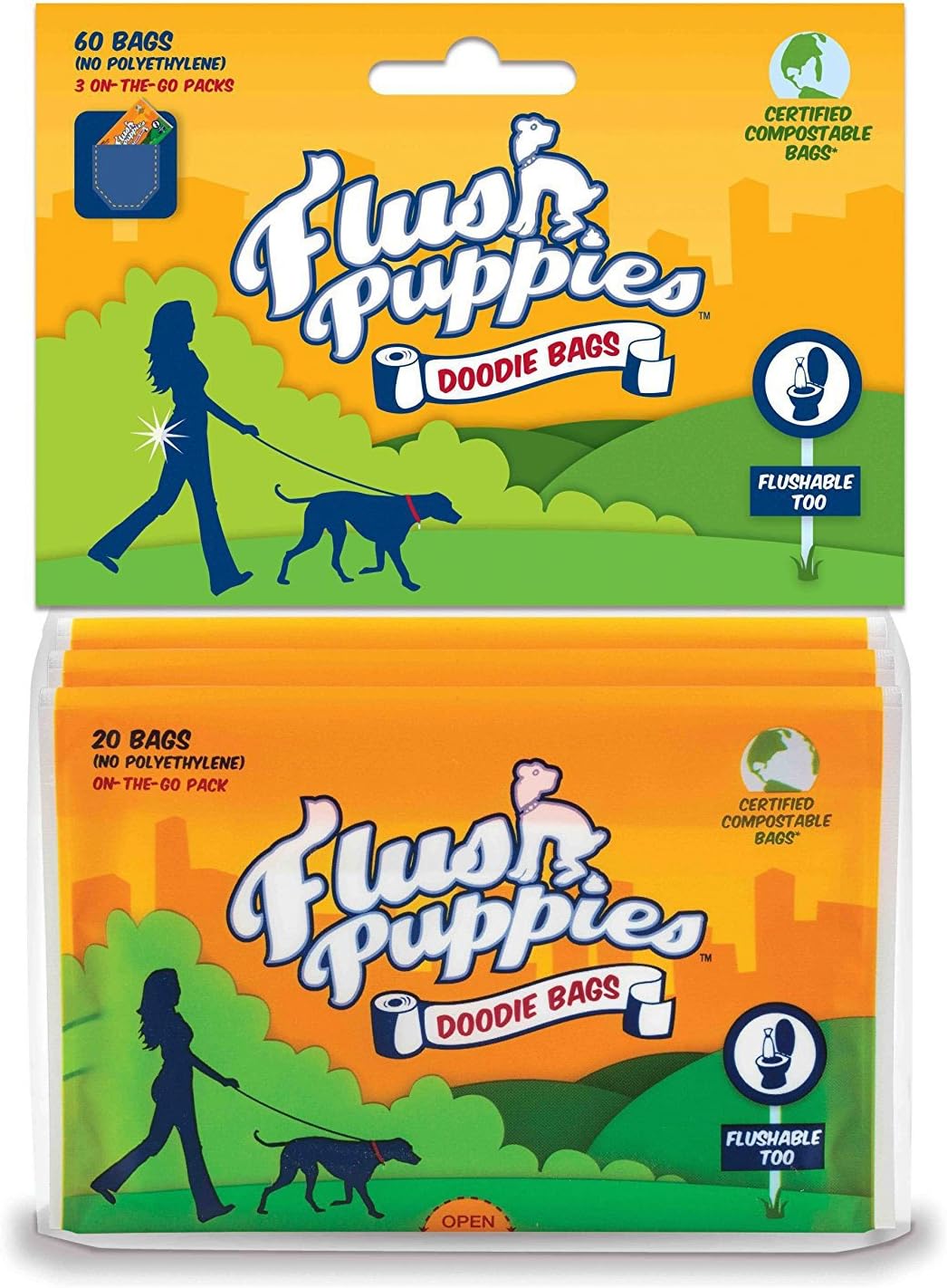 Flush Puppies Wallet including 60 Flushable Bags, Pack of 3