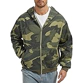 Eutten Mens Zip Up Camo Hoodie Fleece Full Zip Jackets Maple Leafs Long Sleeve Oversized Hooded Sweatshirt with Pockets