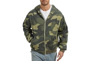 Eutten Mens Zip Up Camo Hoodie Fleece Full Zip Jackets Maple Leafs Long Sleeve Oversized Hooded Sweatshirt with Pockets