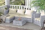 bigzzia 5Pcs Rattan Garden Furniture Set Gray Modular Corner Sofa Table Cushions view 2