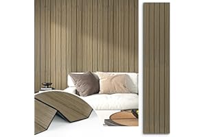 STICKEEP Brown Wood Panels for Wall 3D Wall Panels Peel and Stick Acoustic Wood Fluted Walls Panel Self Adhesive Slat Walls C