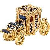 QIFU Vintage Hand Painted Royal Carriage Hinged Jewelry Trinket Box Unique Gift Home Decor