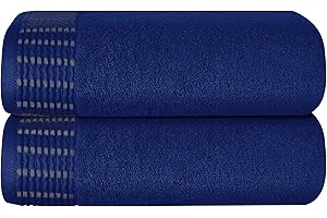 MALLONI HOME Cotton 2 Pack Oversized Bath Towel Set 28x55 inches, Large Bath Towels, Ultra Absorbant Compact Quickdry & Lightweight Towel, Ideal for Gym Travel Camp Pool - Navy Blue