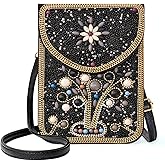 Ayuoejik Small Beaded Crossbody Bag for Women, Boho Cell Phone Shoulder Purse Wallet with Handcrafted Colorful Beads
