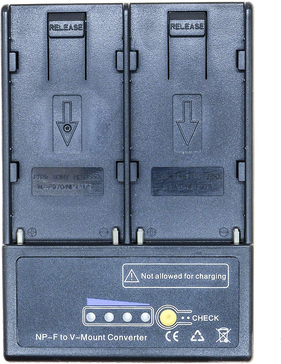 PROtastic® V-mount V-lock Battery Adapter to 2x Compatible Sony NP-F Series Batteries, black - Image 5